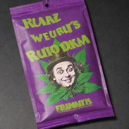 Create an original and creative packaging design centered around the marijuana strain 'Wonka Runtz'