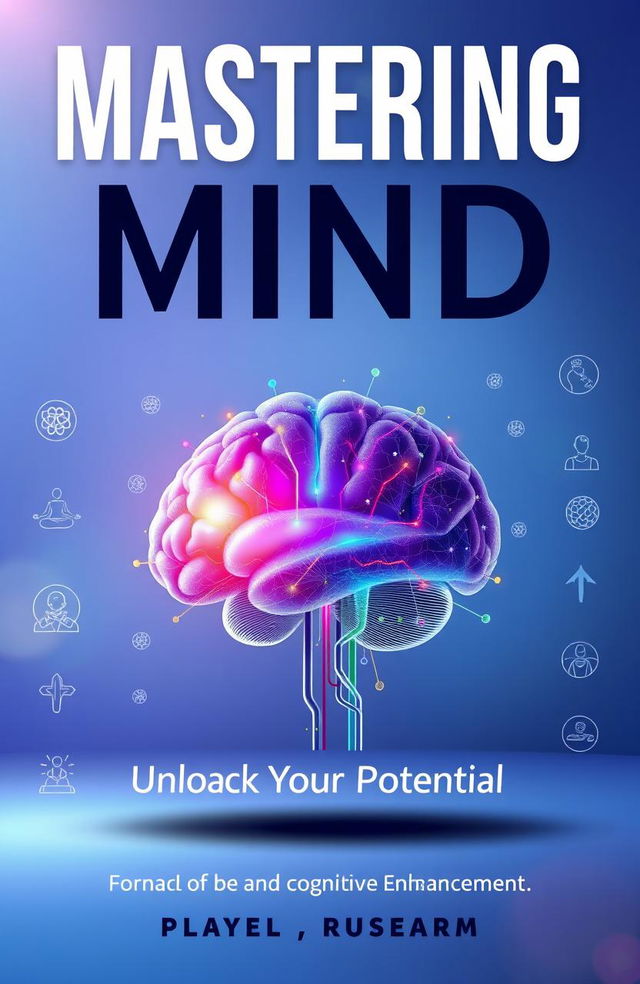 A compelling cover design for a book on mental training, featuring an abstract representation of a brain with colorful neural pathways, symbolizing growth and wisdom