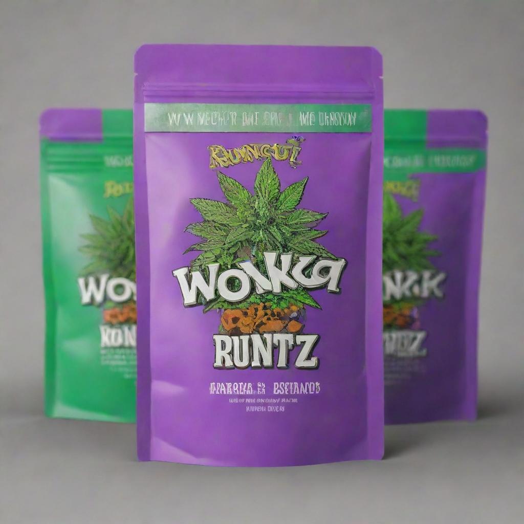 Design an innovative and appealing packaging concept for the 'Wonka Runtz' marijuana strain