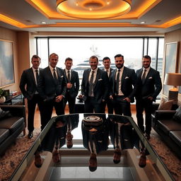 A powerful and sophisticated scene showcasing successful men immersed in luxury