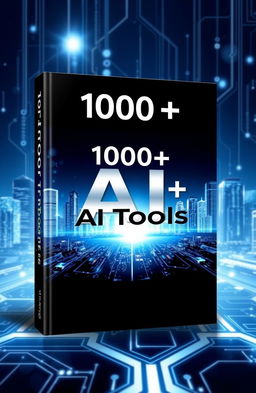 A striking and modern book cover design for '1000+ AI Tools'
