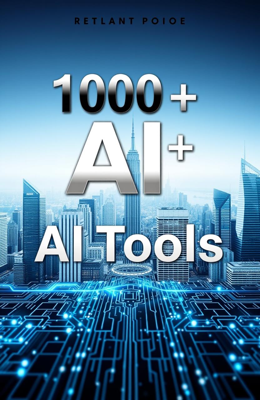 A striking and modern book cover design for '1000+ AI Tools'