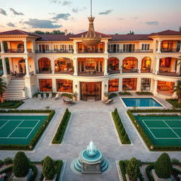 An expansive and opulent rich mansion showcasing luxurious facilities
