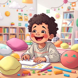 An illustrative representation of a child engaging in a joyful, imaginative play scenario, surrounded by colorful toys and an inviting environment