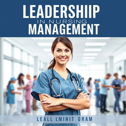 A book cover design featuring a strong, confident female nurse leader standing in a hospital setting