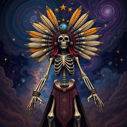 A Tzitzimitl, depicted as a powerful celestial being from Mesoamerican mythology, featuring a skeletal form with intricate bone details
