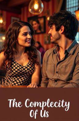 A romantic comedy scene showcasing the enemies to lovers vibe, featuring a charming couple in a light-hearted confrontation, with playful banter in a cozy café setting