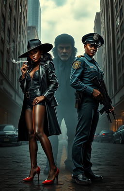 A dramatic scene depicting two black sisters in a gritty urban setting, reflecting their troubled pasts