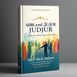 An inspiring book cover design for the title 'Adil dan Jujur adalah Kunci Mewujudkan Masyarakat yang Beradab'