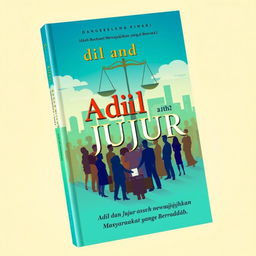 An inspiring book cover design for the title 'Adil dan Jujur adalah Kunci Mewujudkan Masyarakat yang Beradab'
