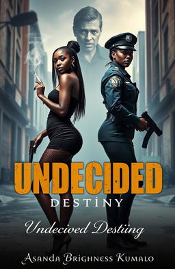 A dramatic scene featuring two adult African American sisters standing back to back in a gritty urban environment