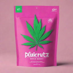 Design an attention-grabbing and vibrant packaging with the title 'Pink Runtz' and a representation of the marijuana strain