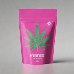 Design an attention-grabbing and vibrant packaging with the title 'Pink Runtz' and a representation of the marijuana strain