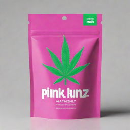 Design an attention-grabbing and vibrant packaging with the title 'Pink Runtz' and a representation of the marijuana strain