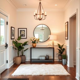 A beautifully decorated entrance hall that exudes warmth and elegance