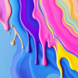 A vibrant and dynamic digital wallpaper featuring abstract drip art in a spectrum of colors, including deep blues, vivid pinks, and bright yellows