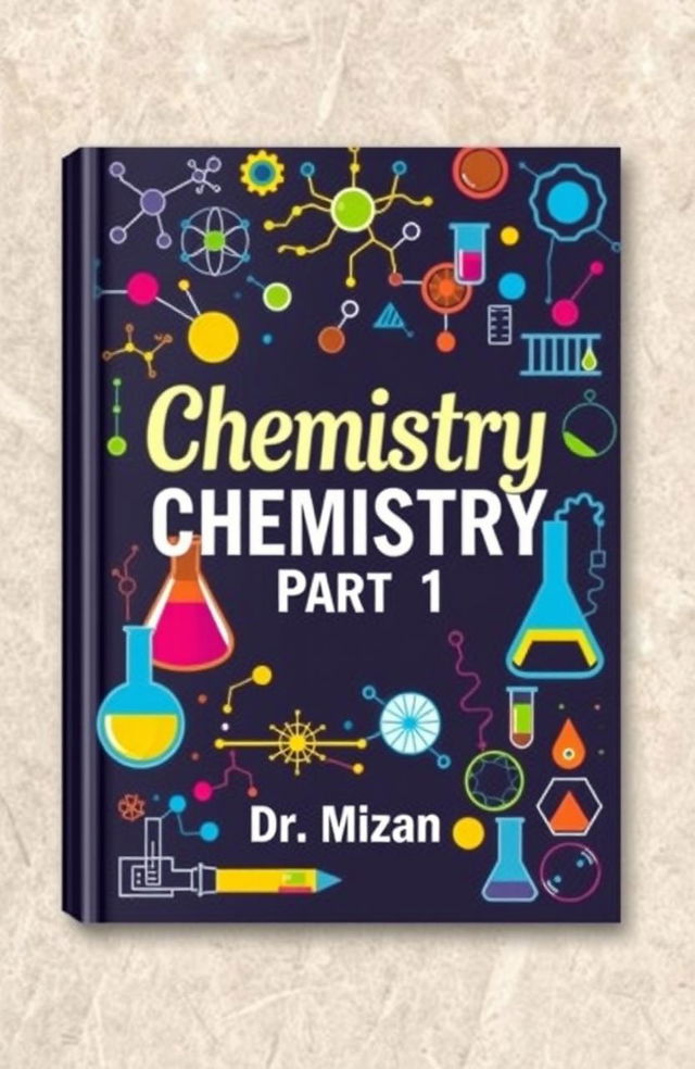 An artistic representation of the cover of a chemistry book titled 'Chemistry Part 1' authored by Dr