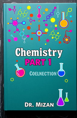 An artistic representation of the cover of a chemistry book titled 'Chemistry Part 1' authored by Dr