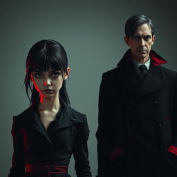 A scene featuring a girl and a doctor, both exhibiting an air of coldness