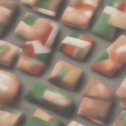 Design a distinctive plastic bread bag packaging using the warm colors - green, white, and red from the Italian flag