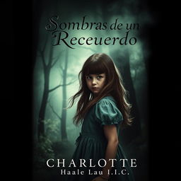 A hauntingly beautiful book cover for a mystery novel titled 'Sombras de un Recuerdo'