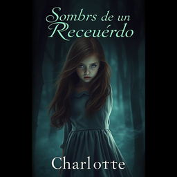 A hauntingly beautiful book cover for a mystery novel titled 'Sombras de un Recuerdo'