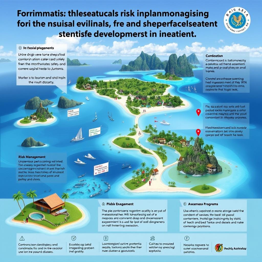 An informative and creative depiction of the implementation of risk management for national development in the tourism development program in Raja Ampat