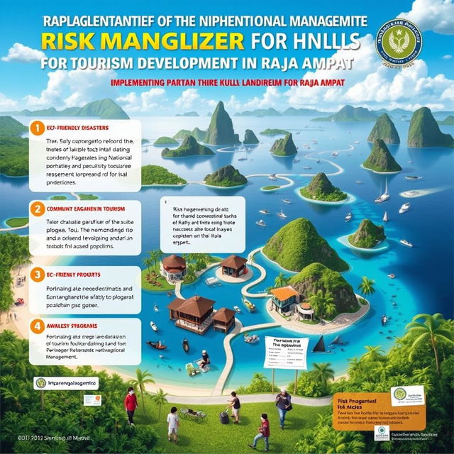 An informative and creative depiction of the implementation of risk management for national development in the tourism development program in Raja Ampat