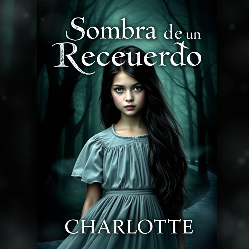 A captivating book cover for a mystery novel titled 'Sombras de un Recuerdo'