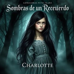 A captivating book cover for a mystery novel titled 'Sombras de un Recuerdo'
