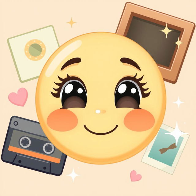 A charming and expressive emoji that captures the essence of nostalgia