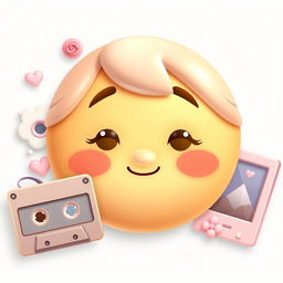 A charming and expressive emoji that captures the essence of nostalgia
