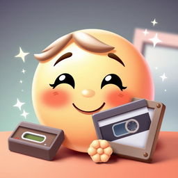 A charming and expressive emoji that captures the essence of nostalgia