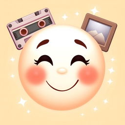 A charming and expressive emoji that captures the essence of nostalgia