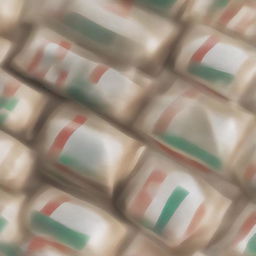 Design a captivating and unique plastic bread bag packaging using the vibrant colors of the Italian flag - green, white, and red