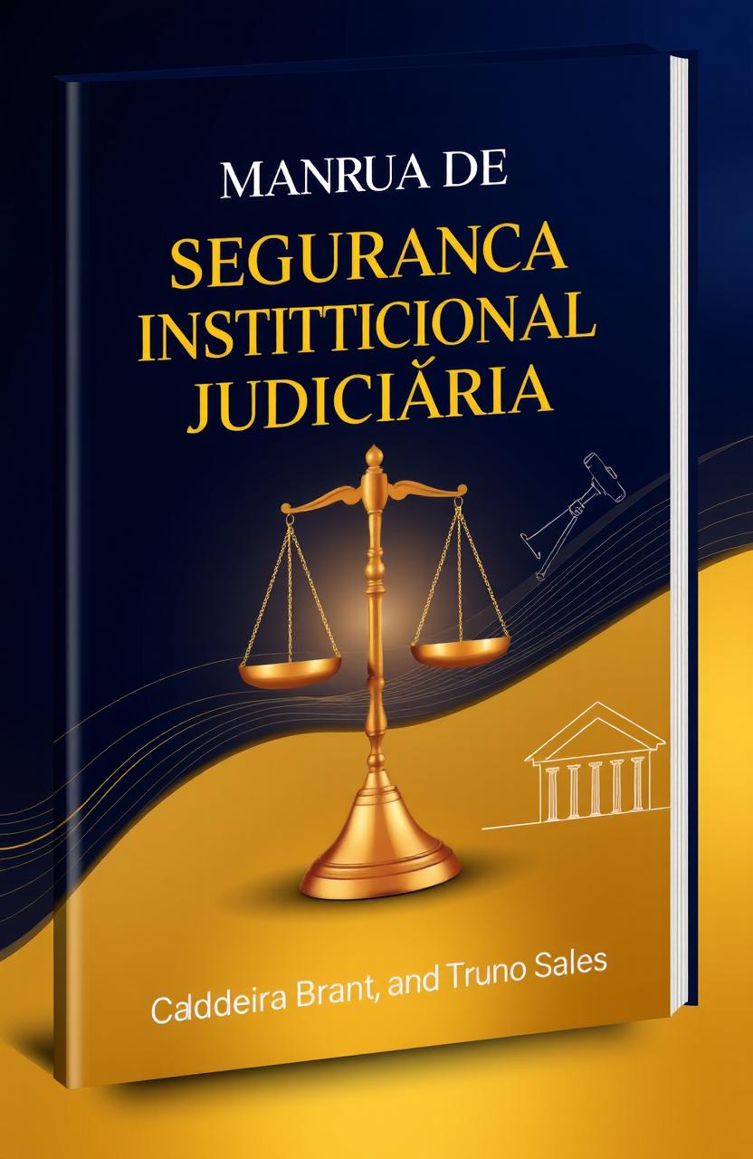 A vibrant and professional 2D book cover for the title "Manual de Segurança Institucional Judiciária" by authors Caldeira Brant and Bruno Sales