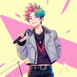 An anime and Korean style cover featuring a charismatic male K-pop singer