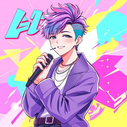 An anime and Korean style cover featuring a charismatic male K-pop singer