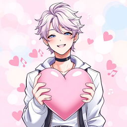 An anime and Korean style cover illustration featuring a male K-pop singer with stylish, vibrant hair and trendy clothing