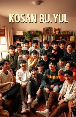 A vibrant and lively group of fifteen young men, showcasing a variety of styles and personalities