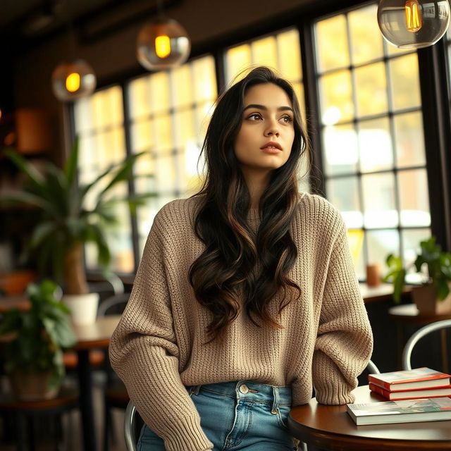Aesthetic portrait of a modern girl in her twenties, lost in deep thought