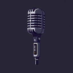 A pixel art representation of a black vocal microphone, designed with attention to detail