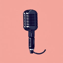 A pixel art representation of a black vocal microphone, designed with attention to detail