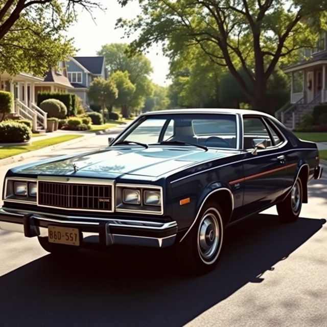 A vintage 1980 Dodge Fiorentina, showcased in a classic midnight blue finish that highlights its retro charm