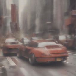 A sleek, vibrant red Porsche 911 performing thrilling maneuvers on the bustling New York streets amidst a grand Marvel film setting, with iconic Marvel characters marveling at its allure