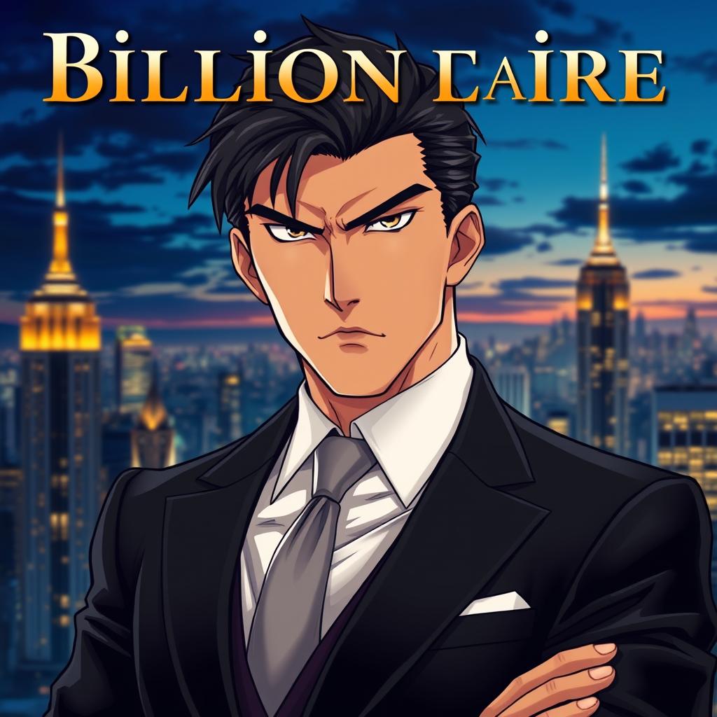 A striking book cover featuring a male billionaire with a stern expression