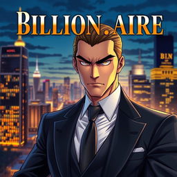 A striking book cover featuring a male billionaire with a stern expression