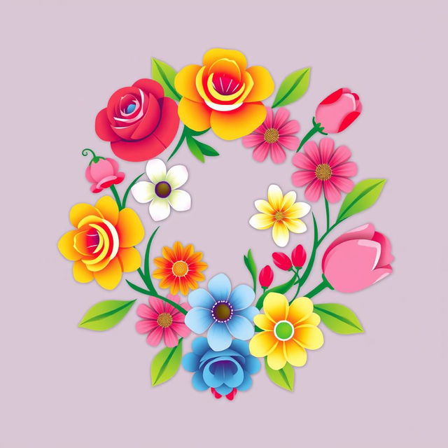 A beautifully designed logo featuring an array of colorful flowers, elegantly intertwined to create a harmonious and visually appealing composition