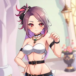 An anime-style illustration of a strong, confident female dominant character, depicted in an empowering pose