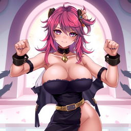 An anime-style illustration of a strong, confident female dominant character, depicted in an empowering pose